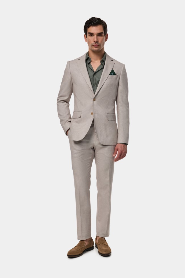 Fato em algodo e linho slim fit