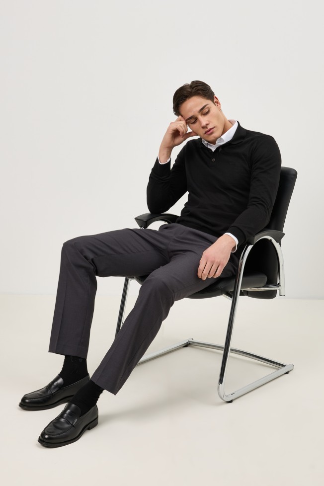 Polo de punto de lana merino Polo de punto de lana merino