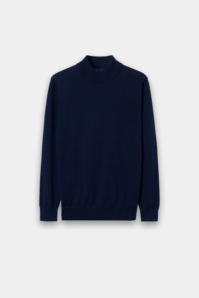 Camisola de gola alta azul-marinho
