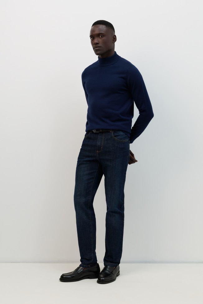 Camisola de gola alta azul-marinho